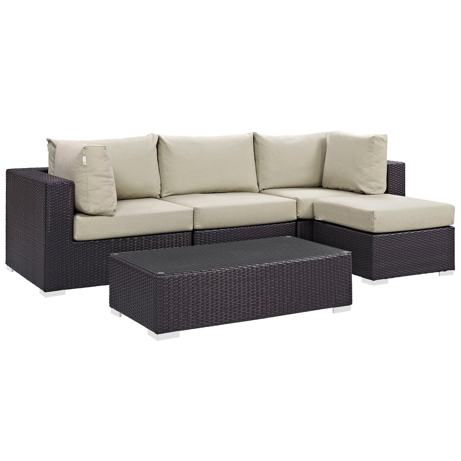 Modway Convene 5 Piece Outdoor Patio Sectional Set, EEI-2172 FredCo
