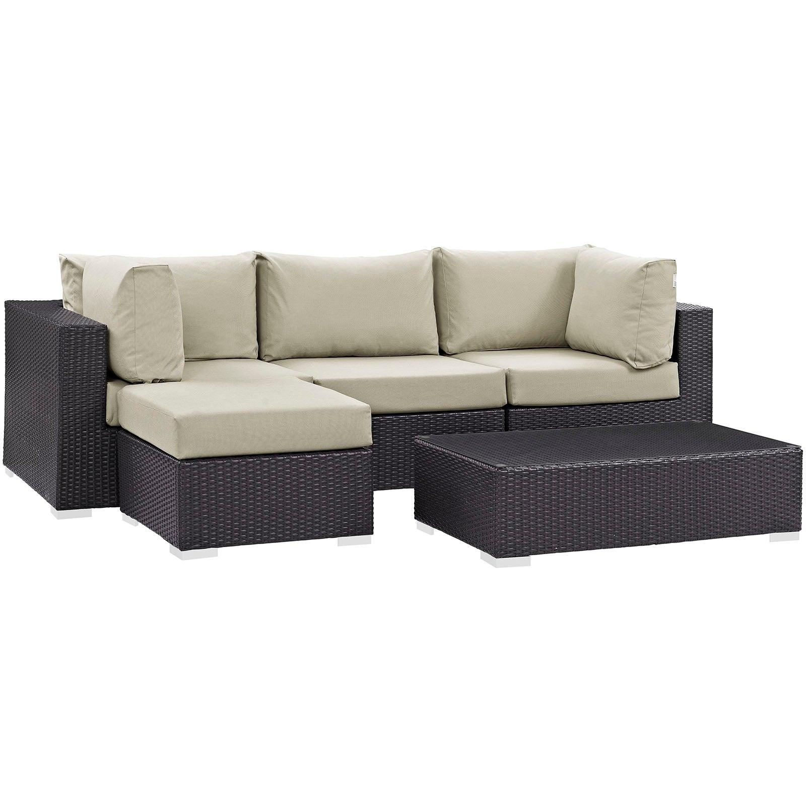 Modway Convene 5 Piece Outdoor Patio Sectional Set, EEI-2172 FredCo