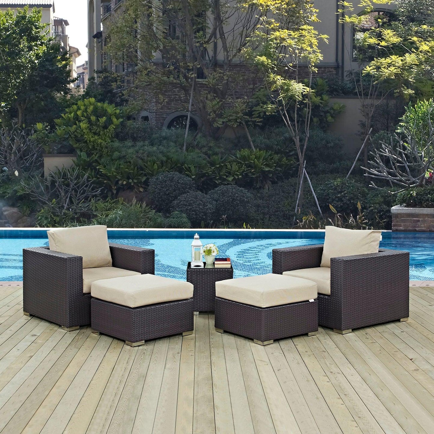 Modway Convene 5 Piece Outdoor Patio Sectional Set, EEI-2201 FredCo