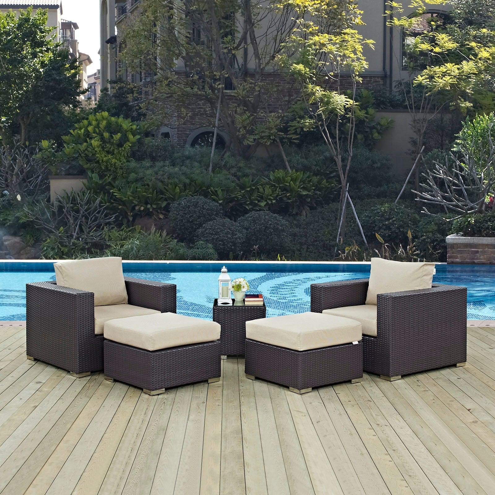 Modway Convene 5 Piece Outdoor Patio Sectional Set, EEI-2201 FredCo