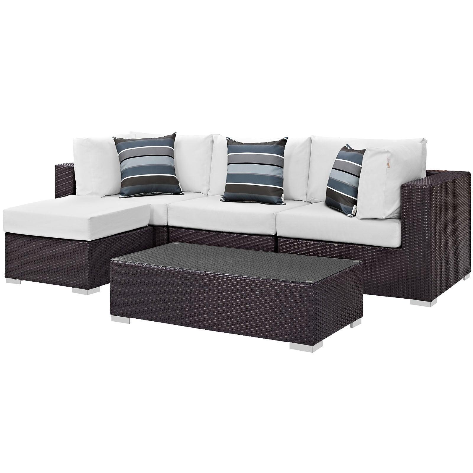 Modway Convene 5 Piece Outdoor Patio Sectional Set, EEI-2362 FredCo