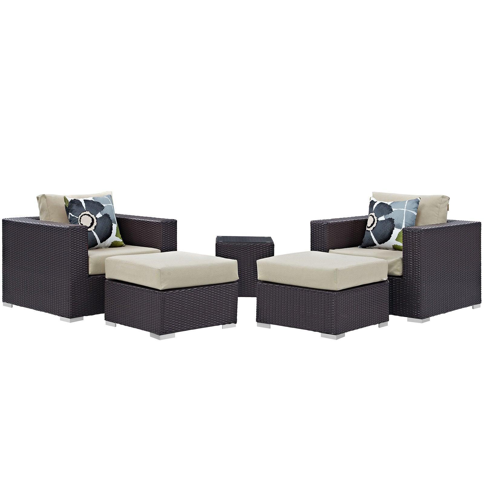 Modway Convene 5 Piece Outdoor Patio Sectional Set, EEI-2366 FredCo