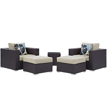 Modway Convene 5 Piece Outdoor Patio Sectional Set, EEI-2366 FredCo