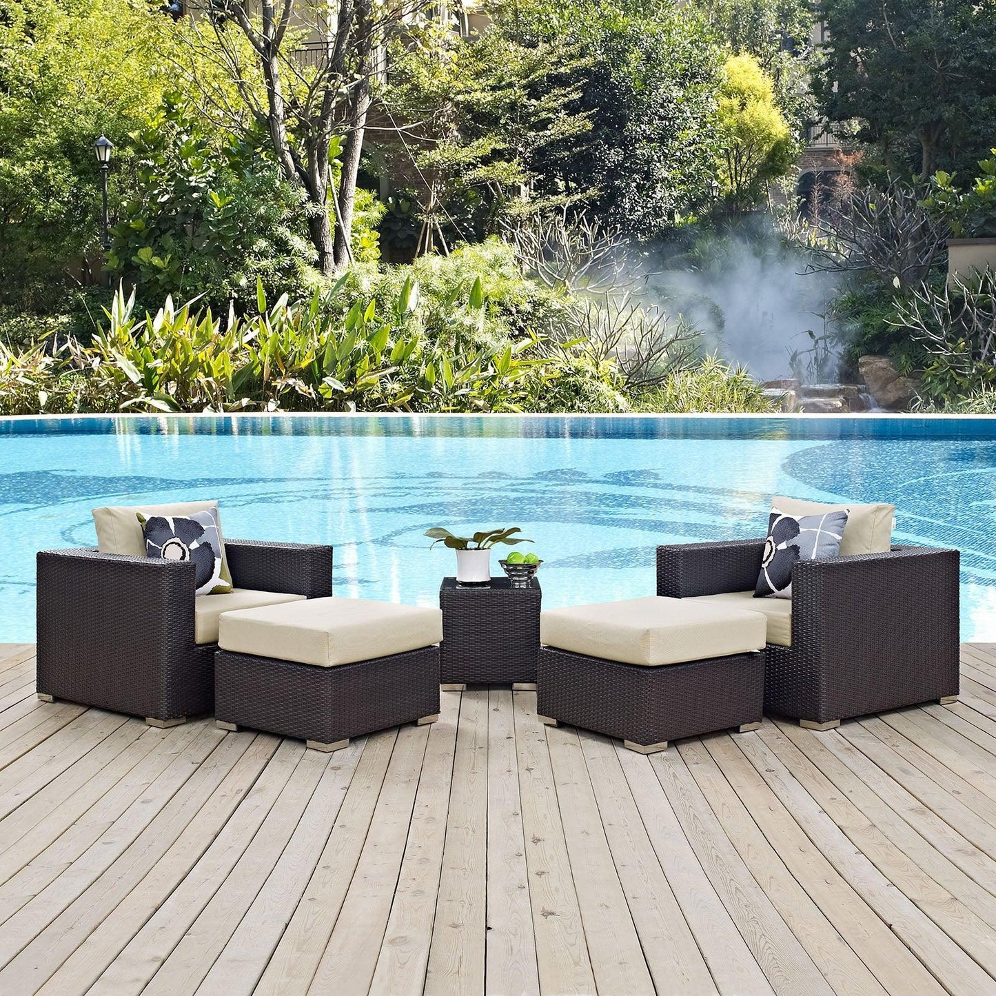 Modway Convene 5 Piece Outdoor Patio Sectional Set, EEI-2366 FredCo