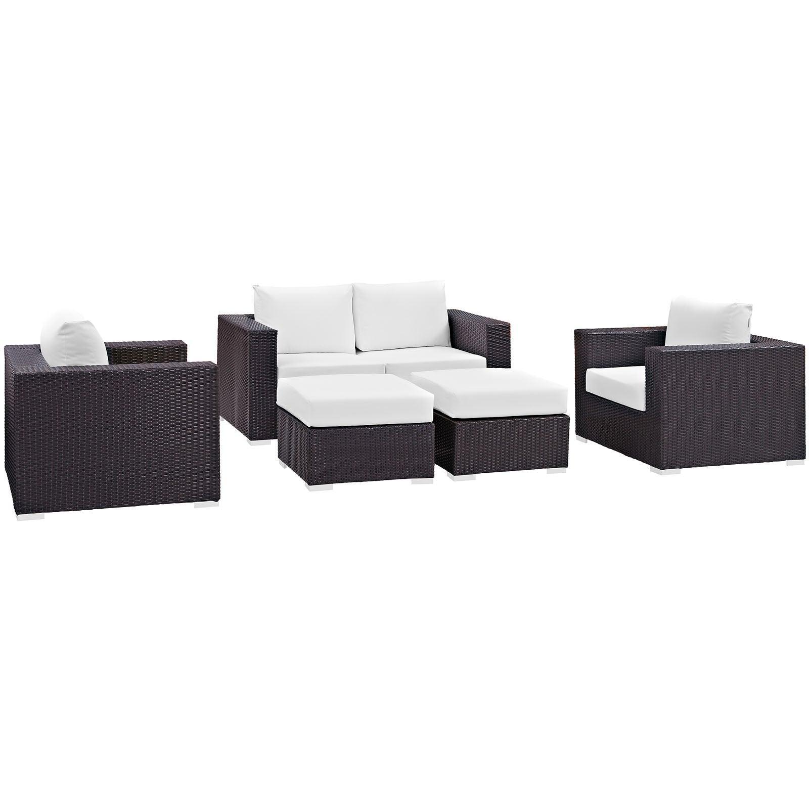 Modway Convene 5 Piece Outdoor Patio Sofa Set FredCo