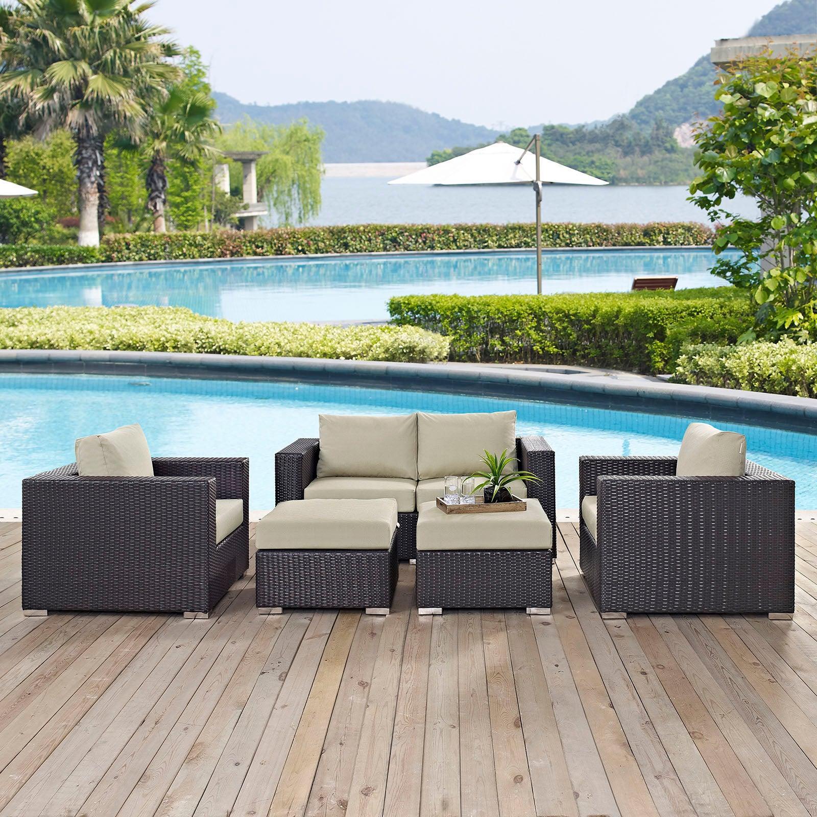Modway Convene 5 Piece Outdoor Patio Sofa Set FredCo