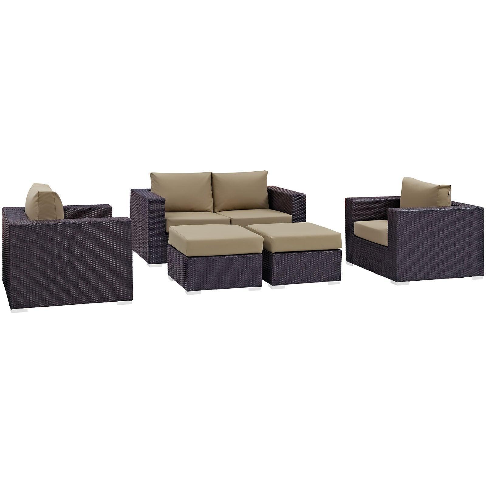 Modway Convene 5 Piece Outdoor Patio Sofa Set FredCo
