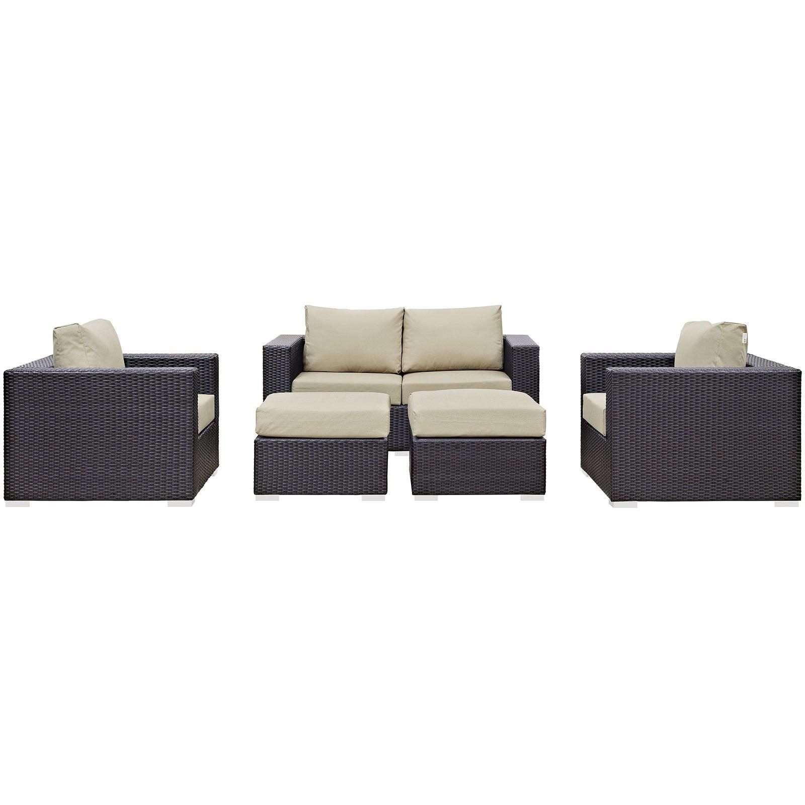 Modway Convene 5 Piece Outdoor Patio Sofa Set FredCo