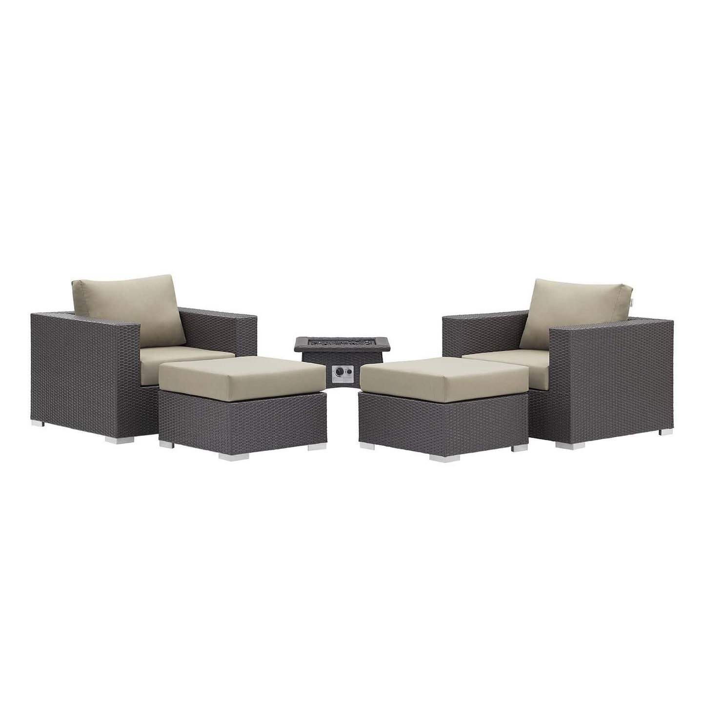 Modway Convene 5 Piece Set Outdoor Patio with Fire Pit FredCo