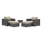 Modway Convene 5 Piece Set Outdoor Patio with Fire Pit FredCo