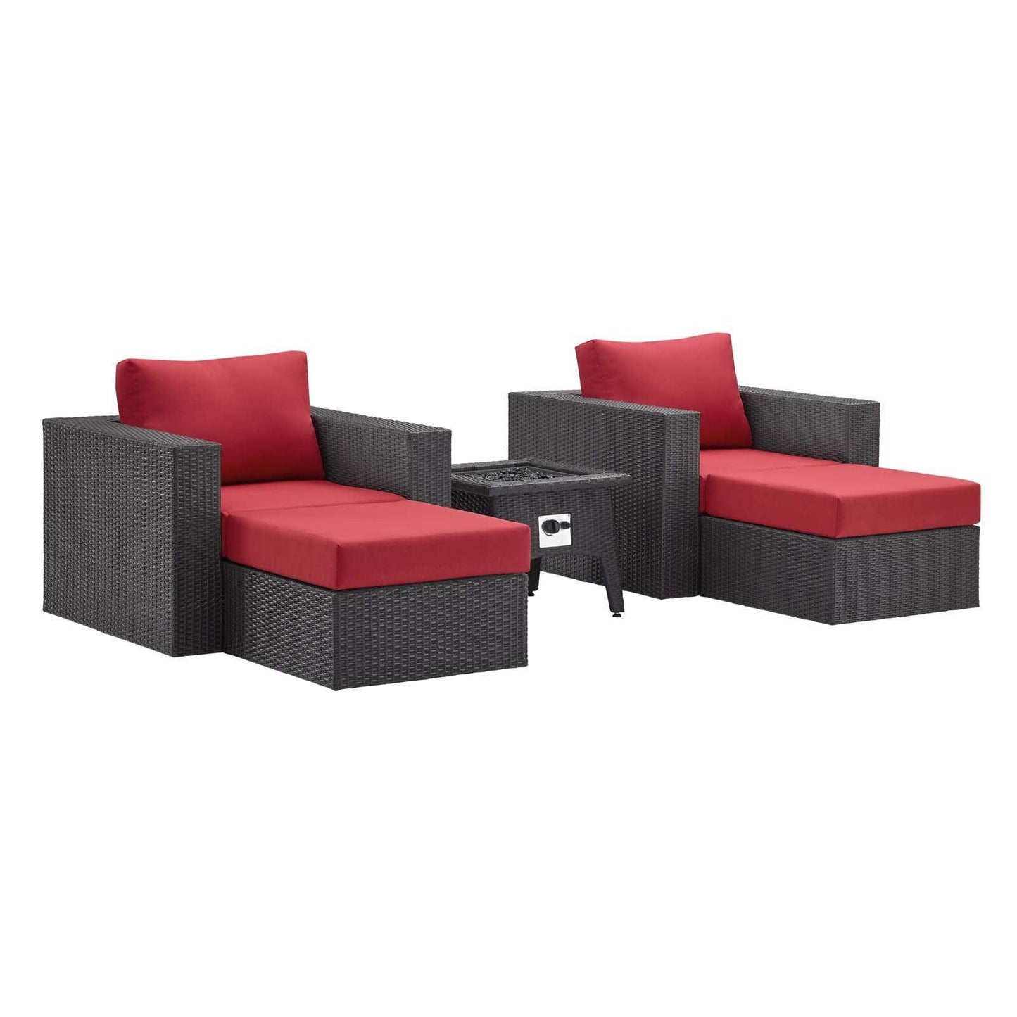 Modway Convene 5 Piece Set Outdoor Patio with Fire Pit FredCo