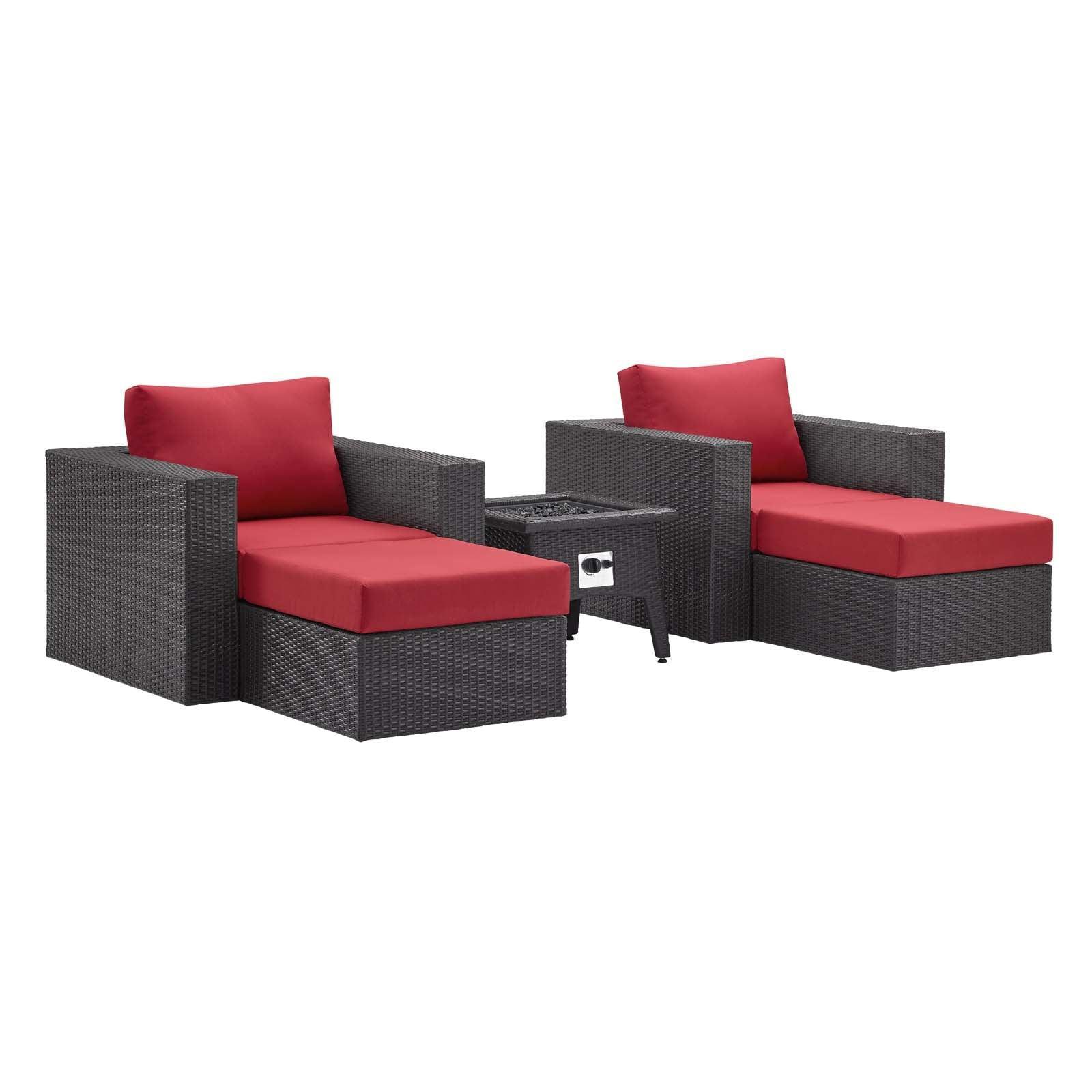 Modway Convene 5 Piece Set Outdoor Patio with Fire Pit FredCo
