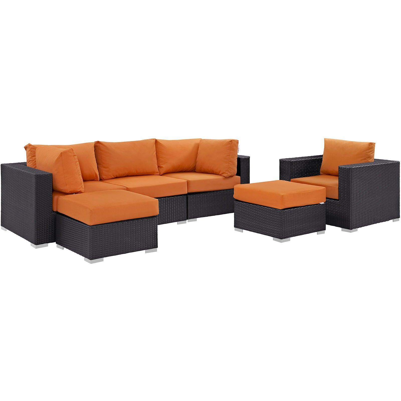 Modway Convene 6 Piece Outdoor Patio Sectional Set FredCo