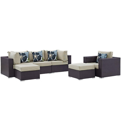 Modway Convene 6 Piece Outdoor Patio Sectional Set, EEI-2372 FredCo