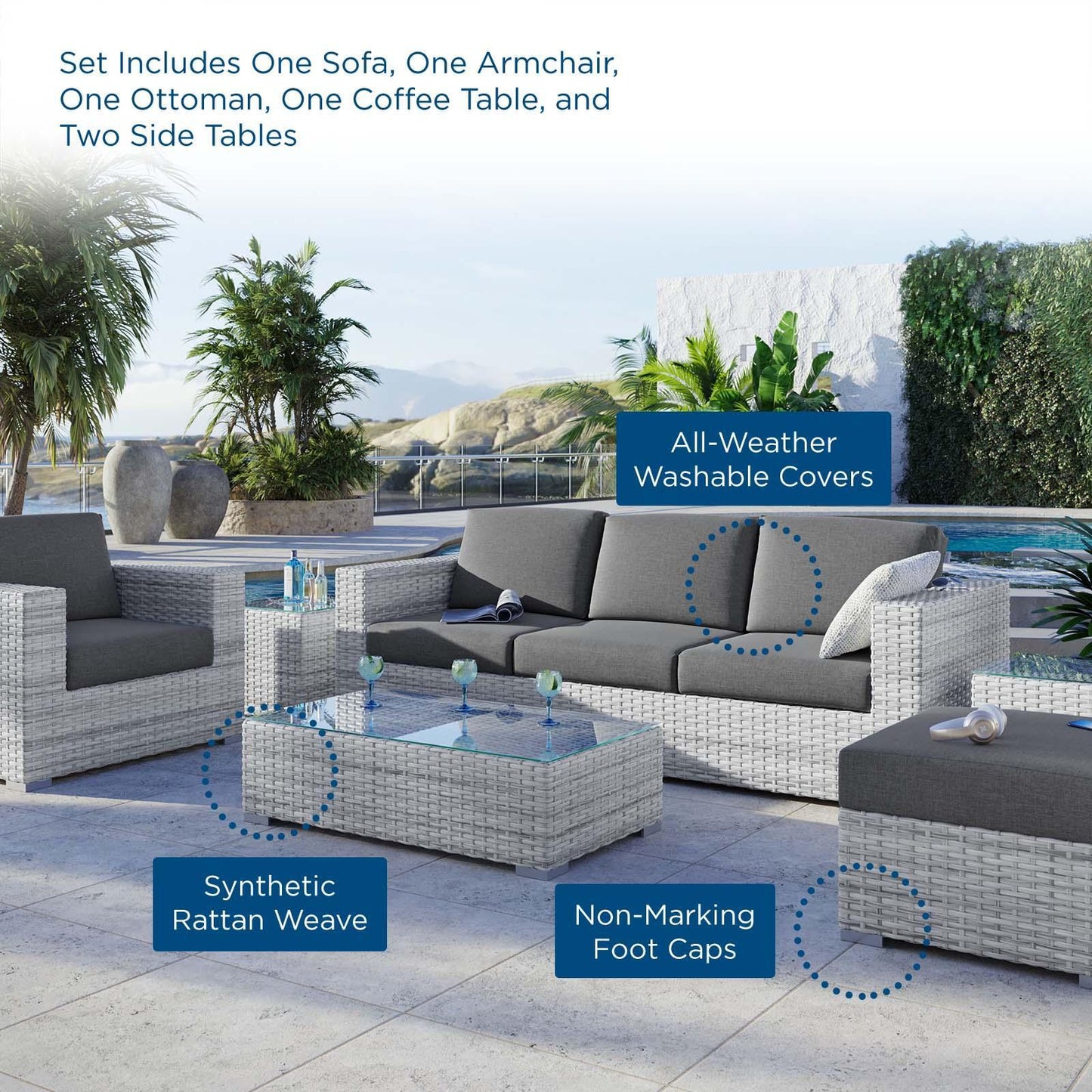Modway Convene 6-Piece Outdoor Patio Set FredCo