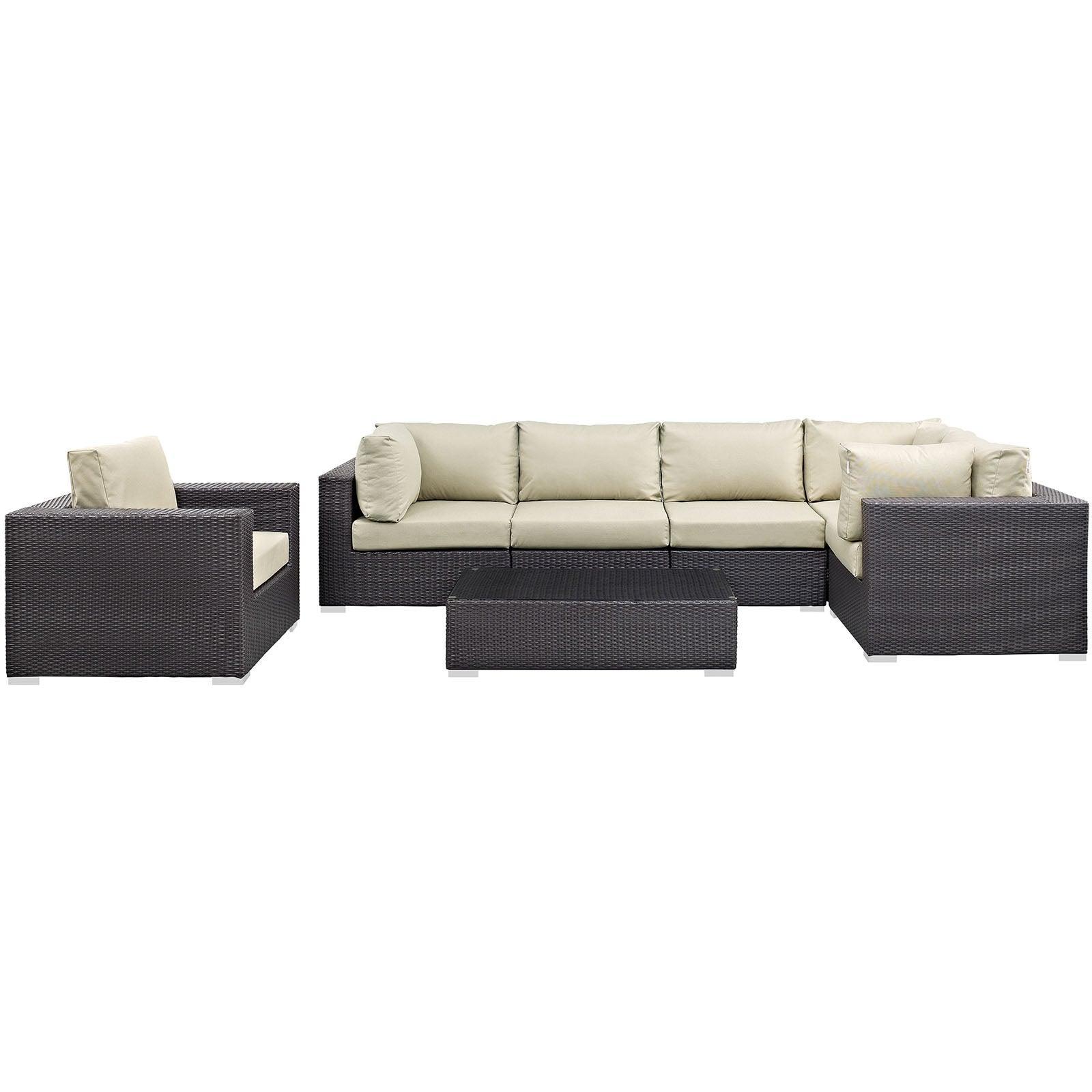 Modway Convene 7 Piece Outdoor Patio Sectional Set FredCo