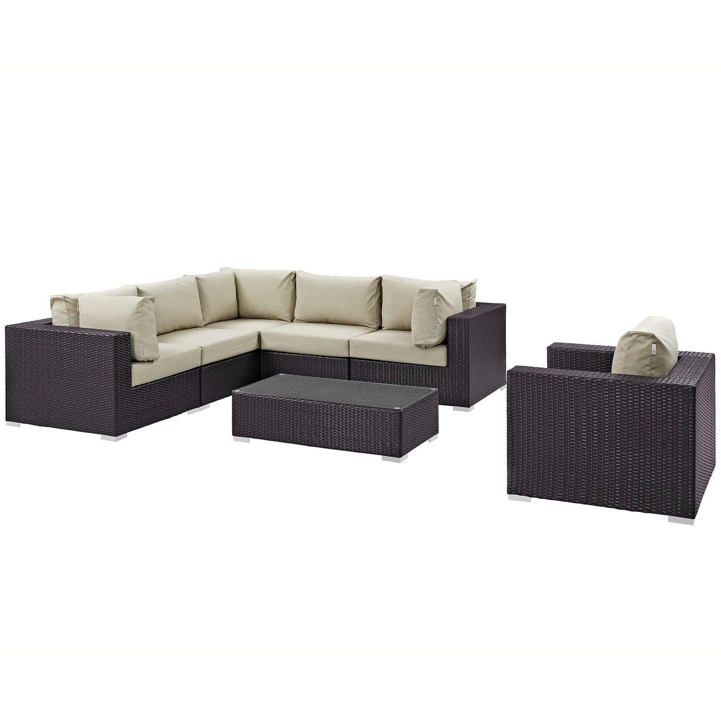 Modway Convene 7 Piece Outdoor Patio Sectional Set FredCo
