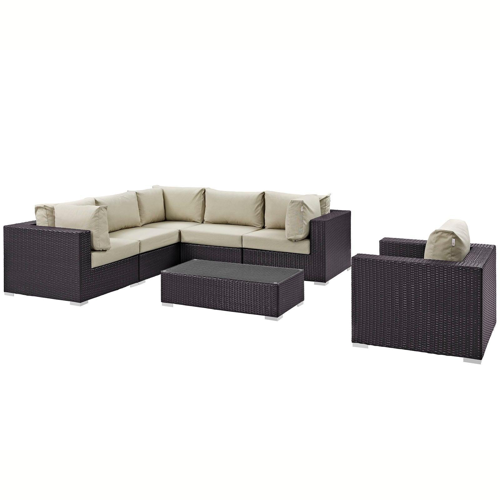 Modway Convene 7 Piece Outdoor Patio Sectional Set FredCo
