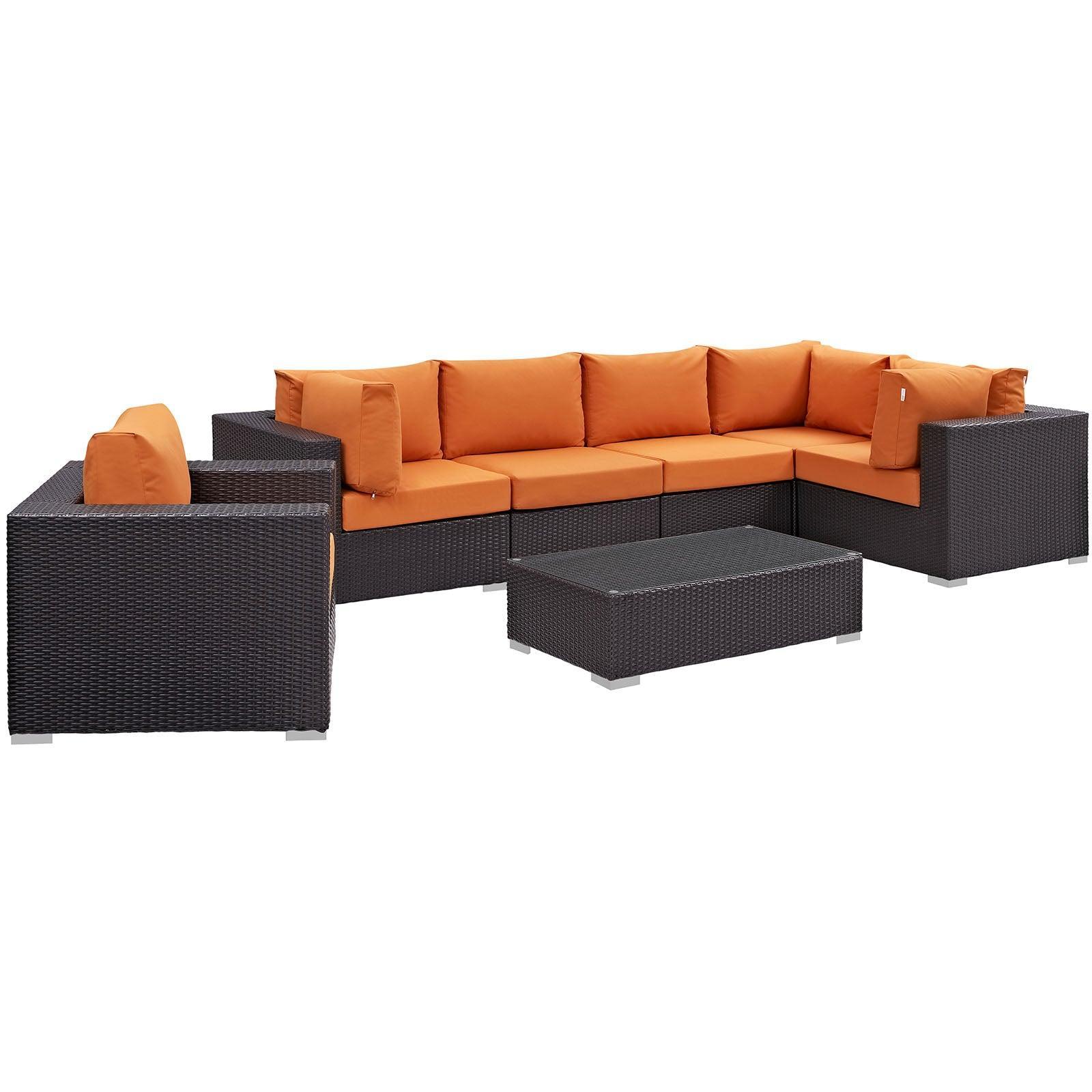 Modway Convene 7 Piece Outdoor Patio Sectional Set FredCo