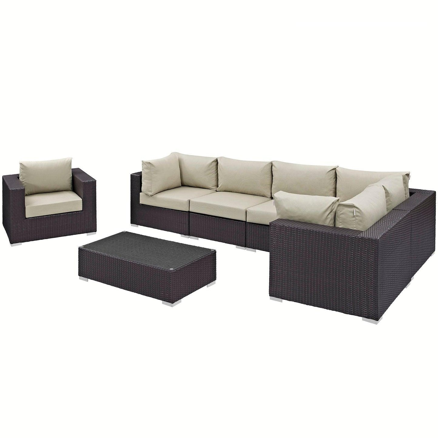 Modway Convene 7 Piece Outdoor Patio Sectional Set FredCo