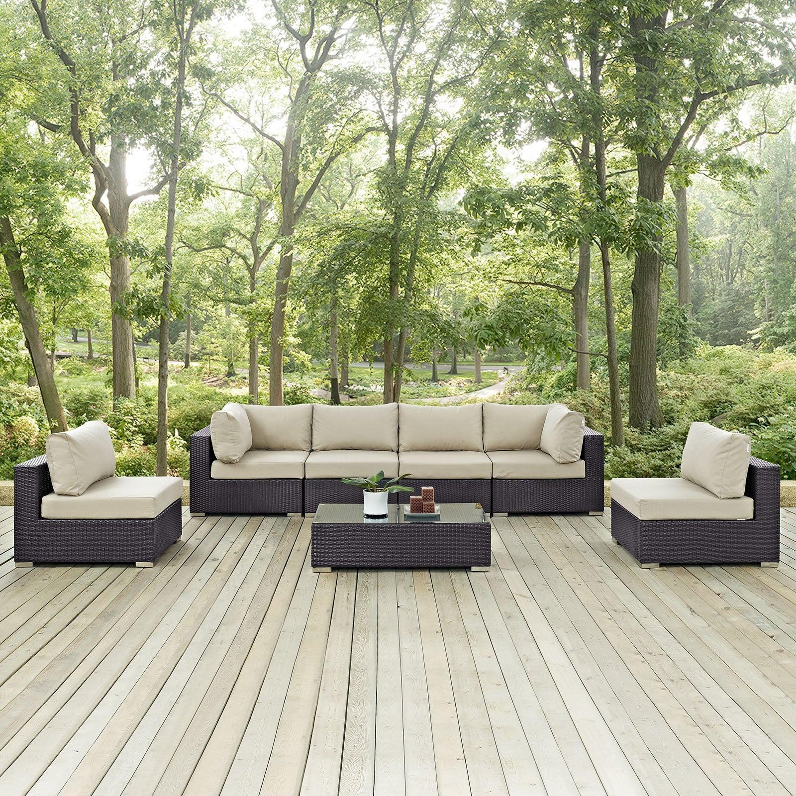 Modway Convene 7 Piece Outdoor Patio Sectional Set, EEI-2164 FredCo