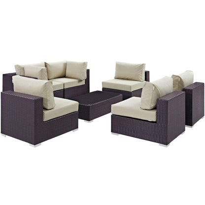 Modway Convene 7 Piece Outdoor Patio Sectional Set, EEI-2164 FredCo
