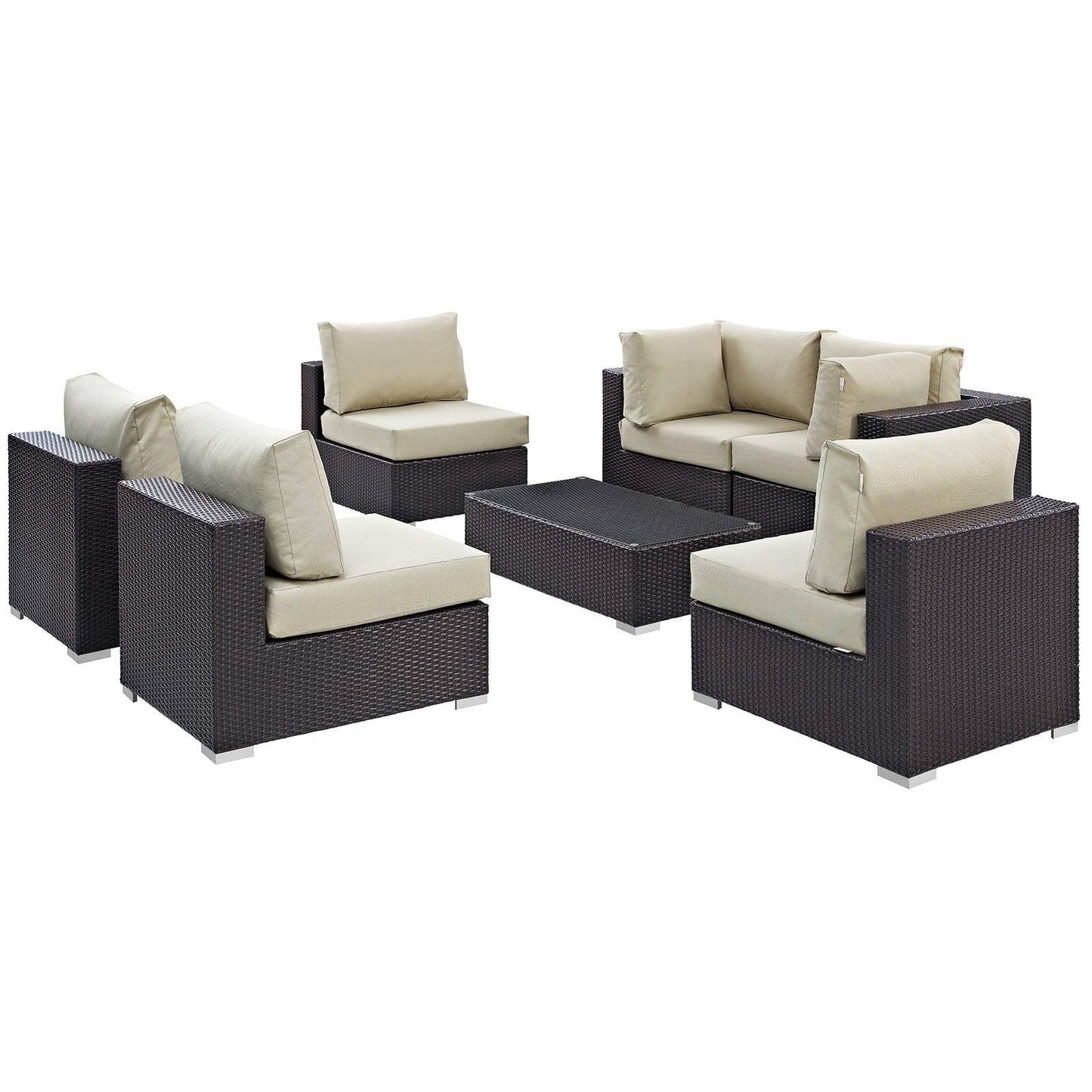 Modway Convene 7 Piece Outdoor Patio Sectional Set, EEI-2164 FredCo