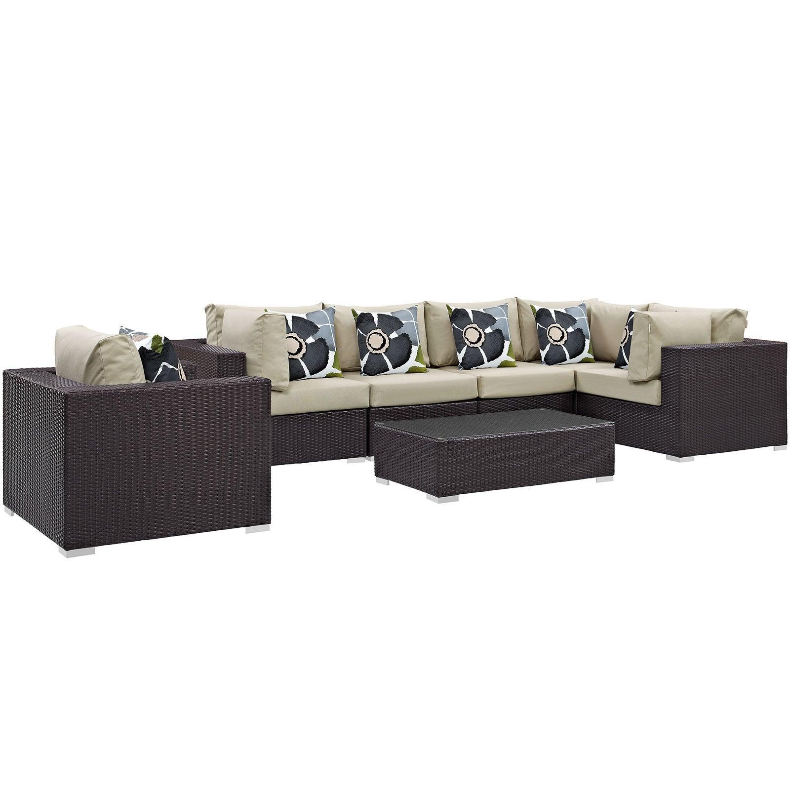 Modway Convene 7 Piece Outdoor Patio Sectional Set, EEI-2350 FredCo
