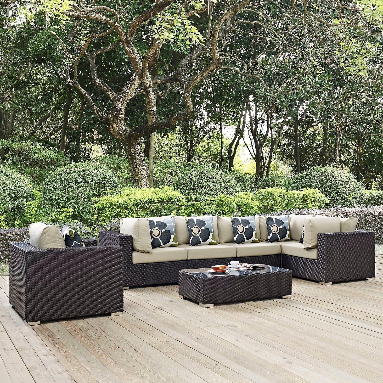 Modway Convene 7 Piece Outdoor Patio Sectional Set, EEI-2350 FredCo