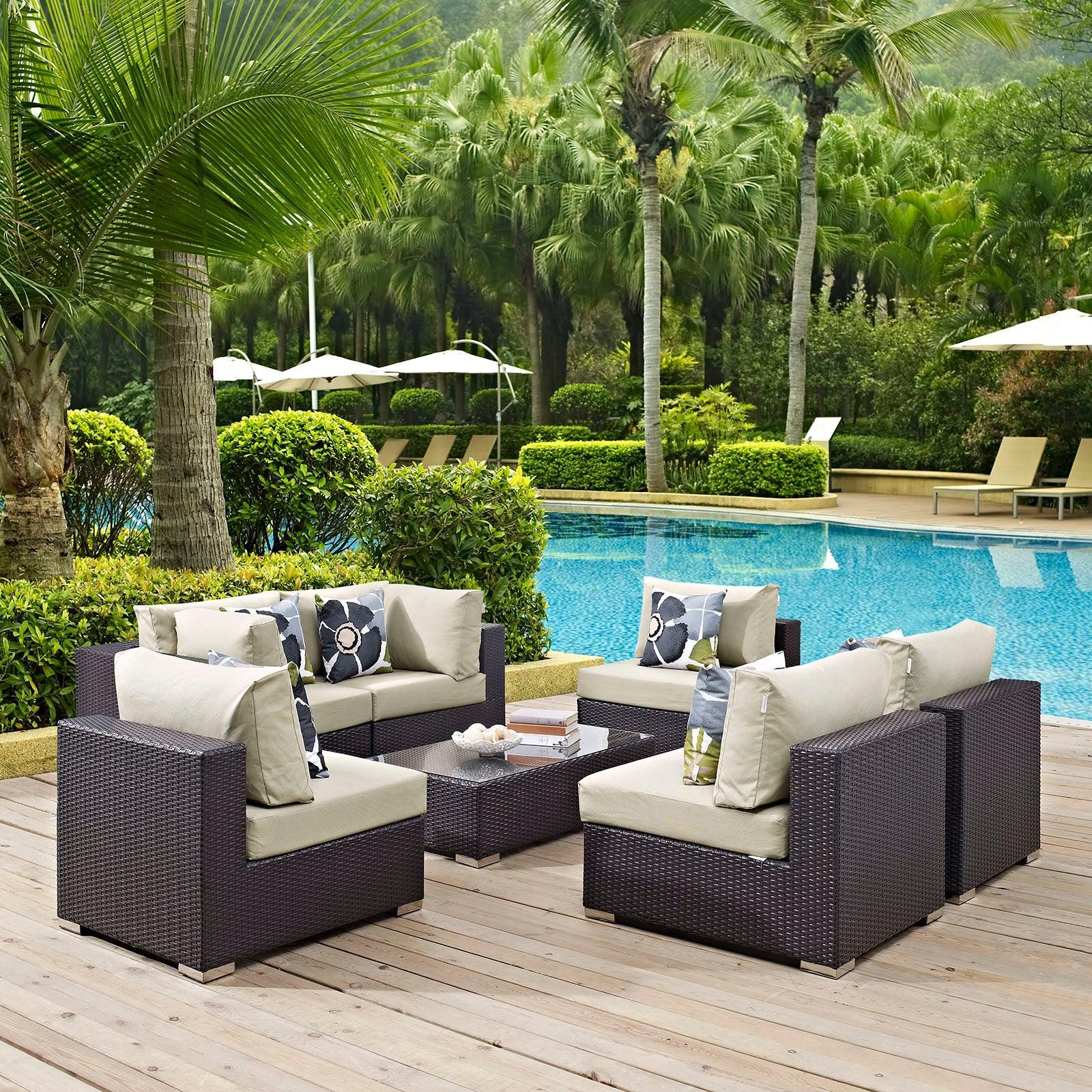 Modway Convene 7 Piece Outdoor Patio Sectional Set, EEI-2357 FredCo