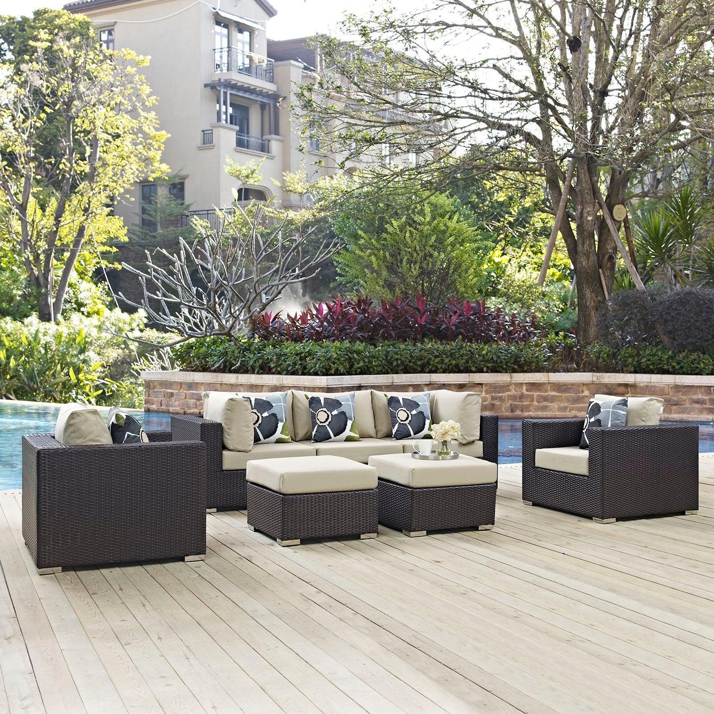 Modway Convene 7 Piece Outdoor Patio Sectional Set, EEI-2365 FredCo