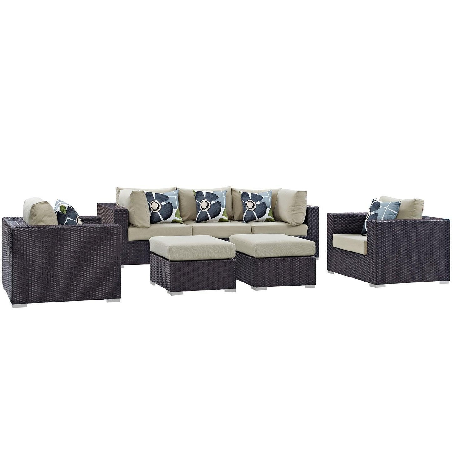 Modway Convene 7 Piece Outdoor Patio Sectional Set, EEI-2365 FredCo