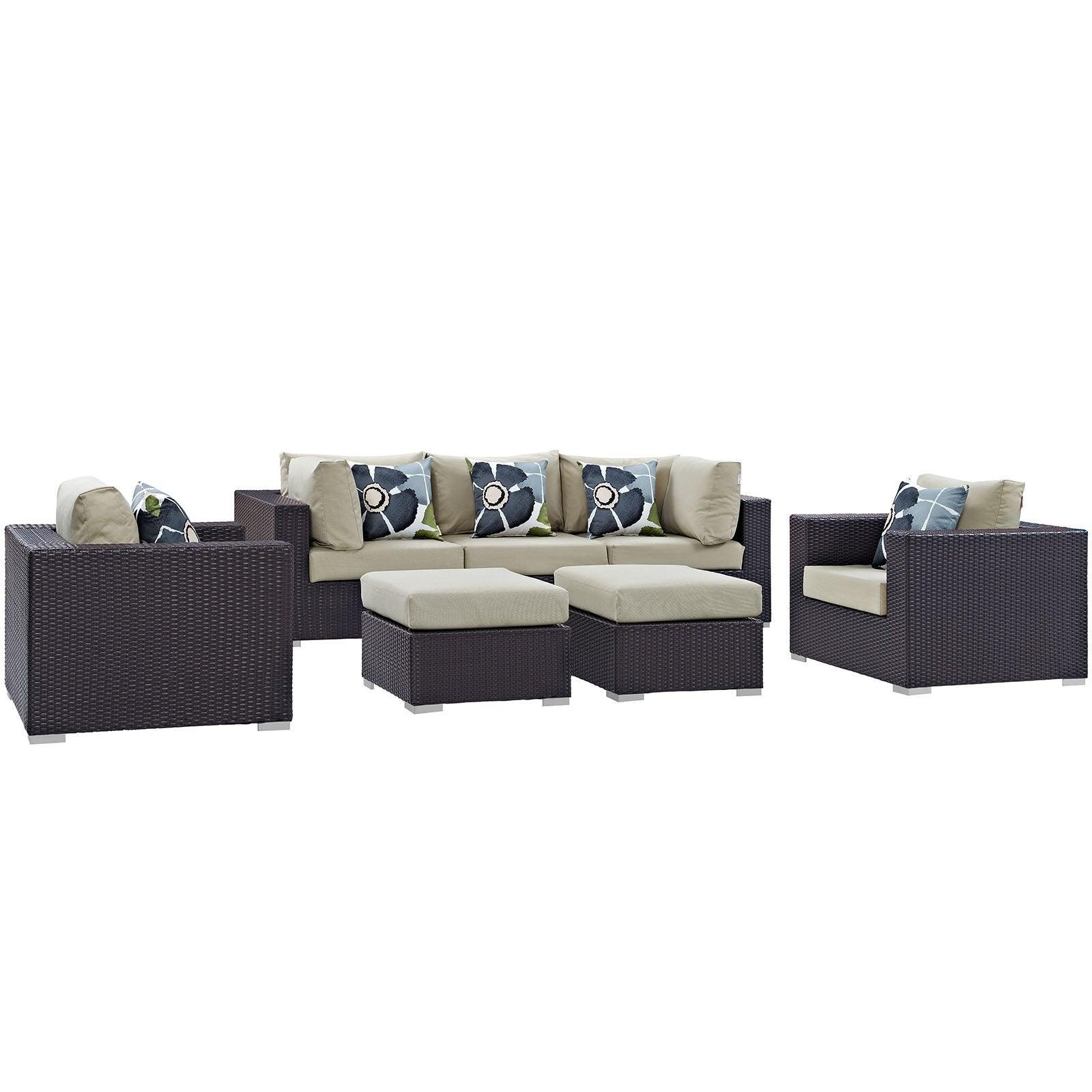 Modway Convene 7 Piece Outdoor Patio Sectional Set, EEI-2365 FredCo