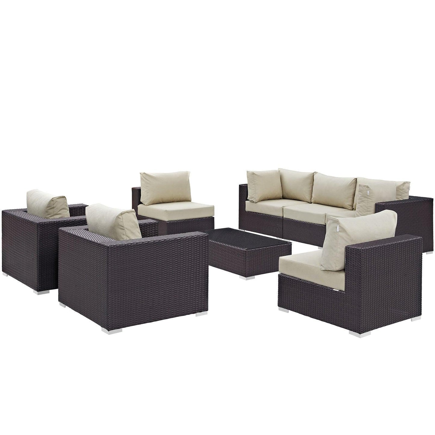 Modway Convene 8 Piece Outdoor Patio Sectional Set, EEI-2203 FredCo