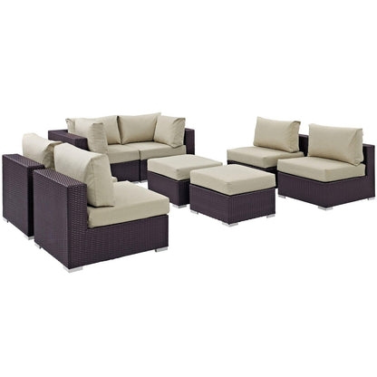 Modway Convene 8 Piece Outdoor Patio Sectional Set, EEI-2204 FredCo