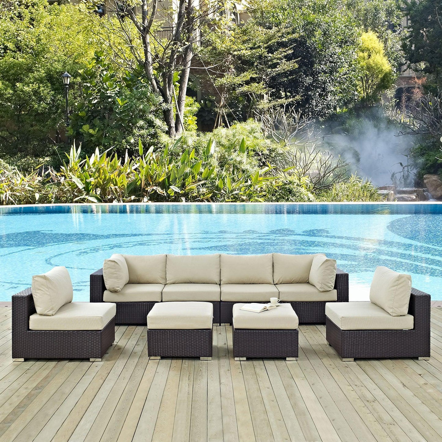 Modway Convene 8 Piece Outdoor Patio Sectional Set, EEI-2204 FredCo