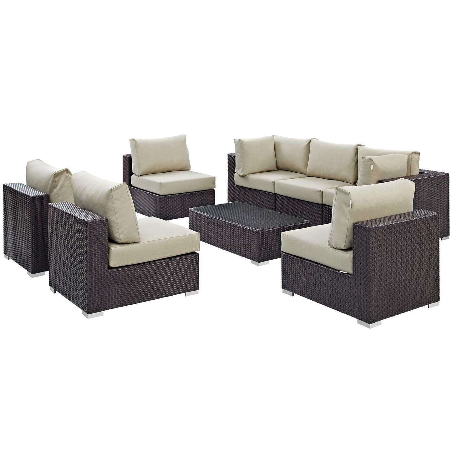 Modway Convene 8 Piece Outdoor Patio Sectional Set, EEI-2205 FredCo