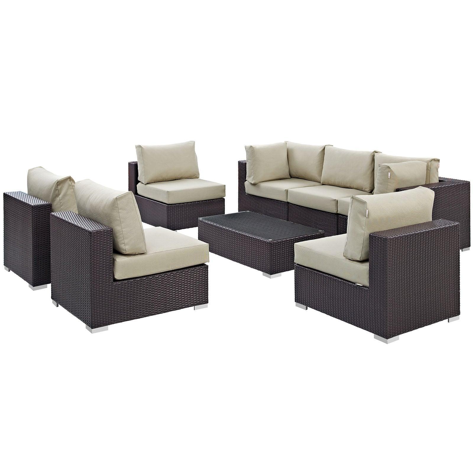 Modway Convene 8 Piece Outdoor Patio Sectional Set, EEI-2205 FredCo