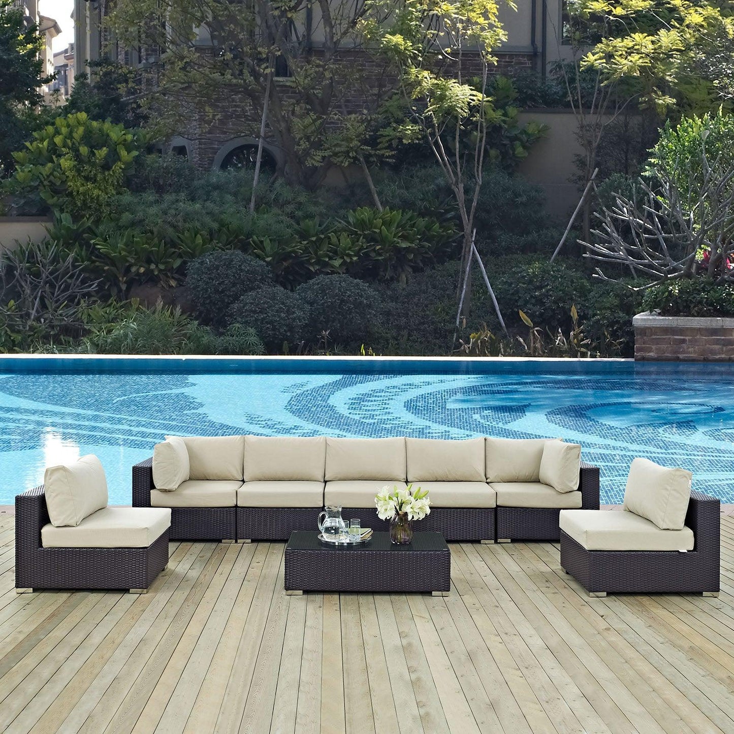 Modway Convene 8 Piece Outdoor Patio Sectional Set, EEI-2205 FredCo