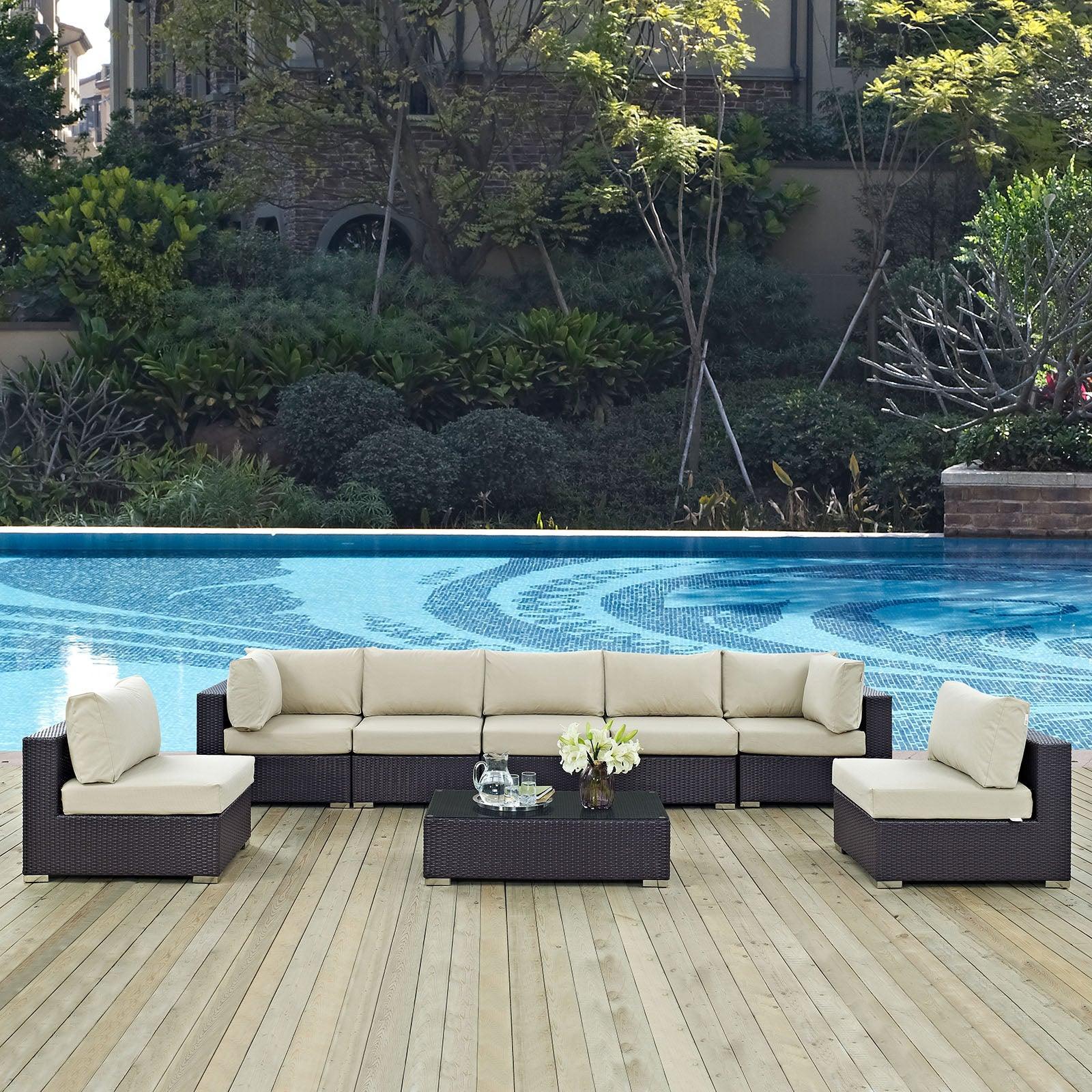 Modway Convene 8 Piece Outdoor Patio Sectional Set, EEI-2205 FredCo