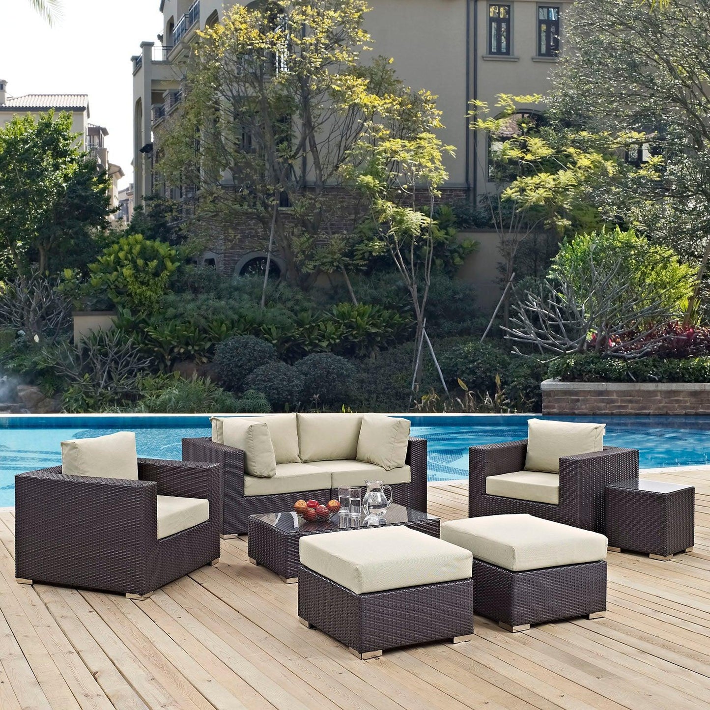 Modway Convene 8 Piece Outdoor Patio Sectional Set, EEI-2206 FredCo