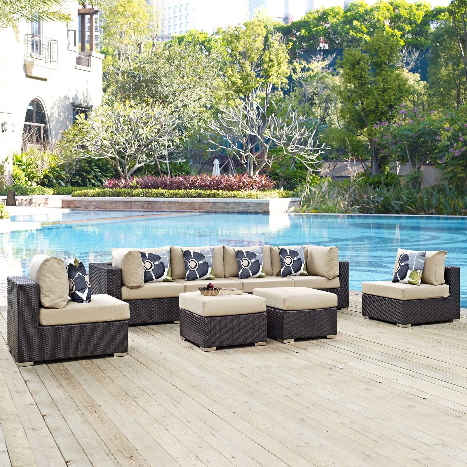 Modway Convene 8 Piece Outdoor Patio Sectional Set, EEI-2369 FredCo