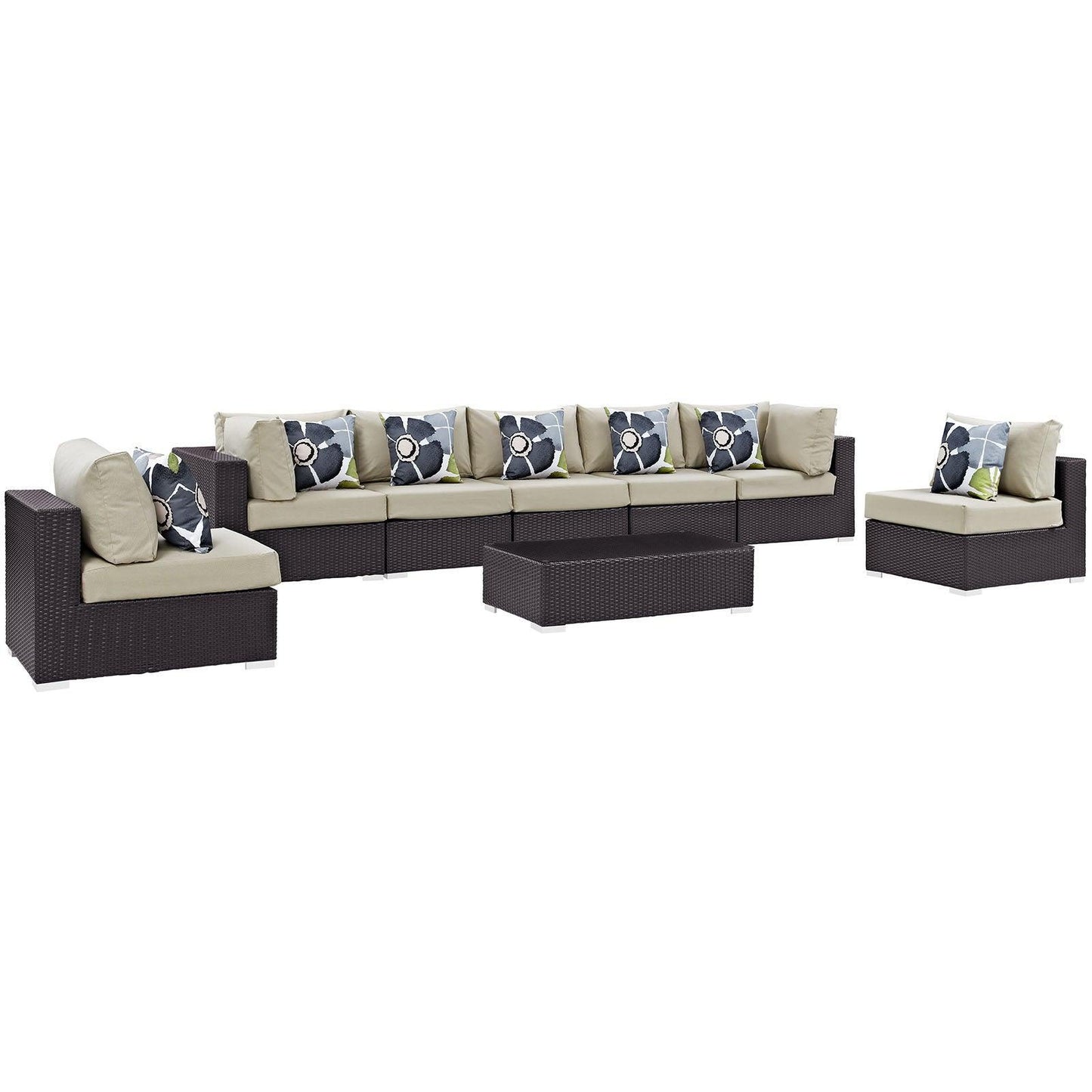 Modway Convene 8 Piece Outdoor Patio Sectional Set, EEI-2370 FredCo
