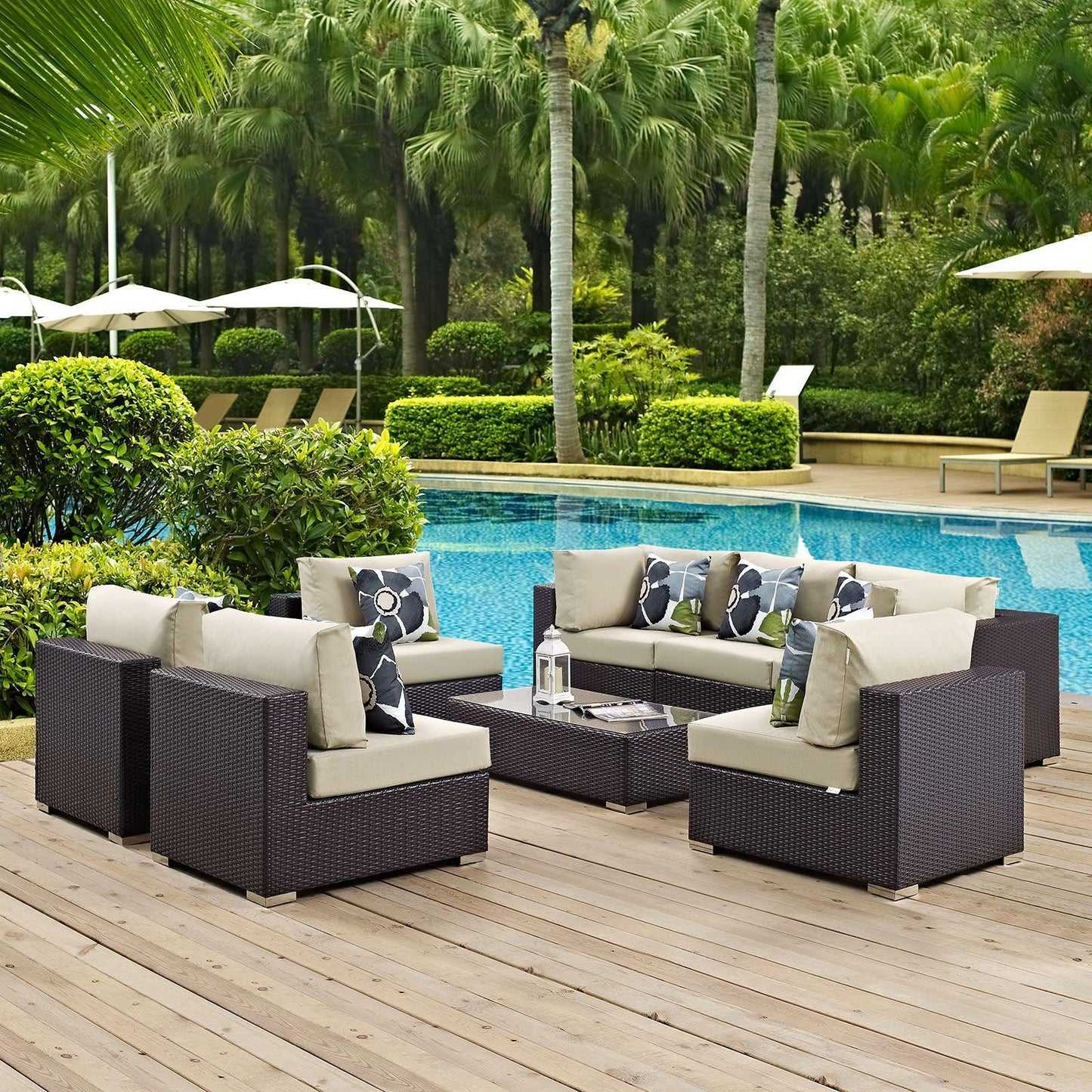 Modway Convene 8 Piece Outdoor Patio Sectional Set, EEI-2370 FredCo