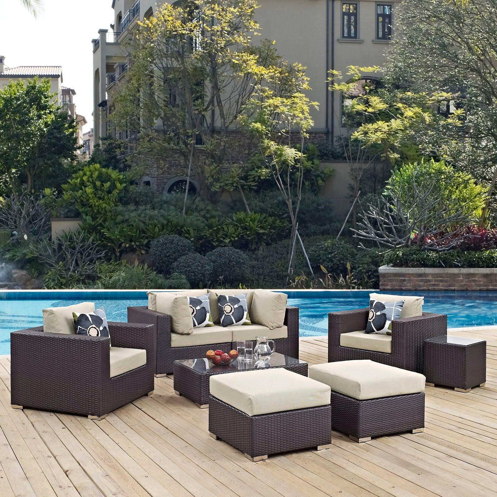 Modway Convene 8 Piece Outdoor Patio Sectional Set, EEI-2371 FredCo