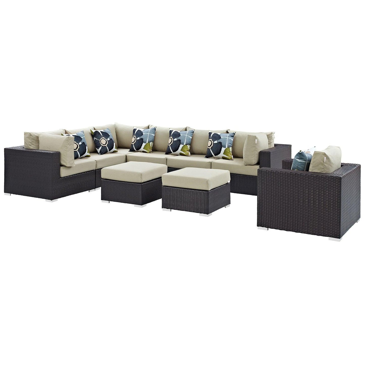 Modway Convene 9 Piece Outdoor Patio Sectional Set, EEI-2373 FredCo
