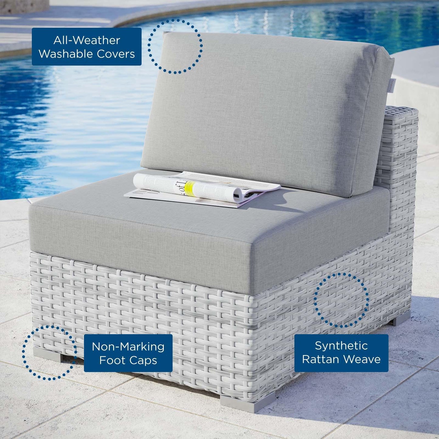 Modway Convene Outdoor Patio Armless Chair FredCo