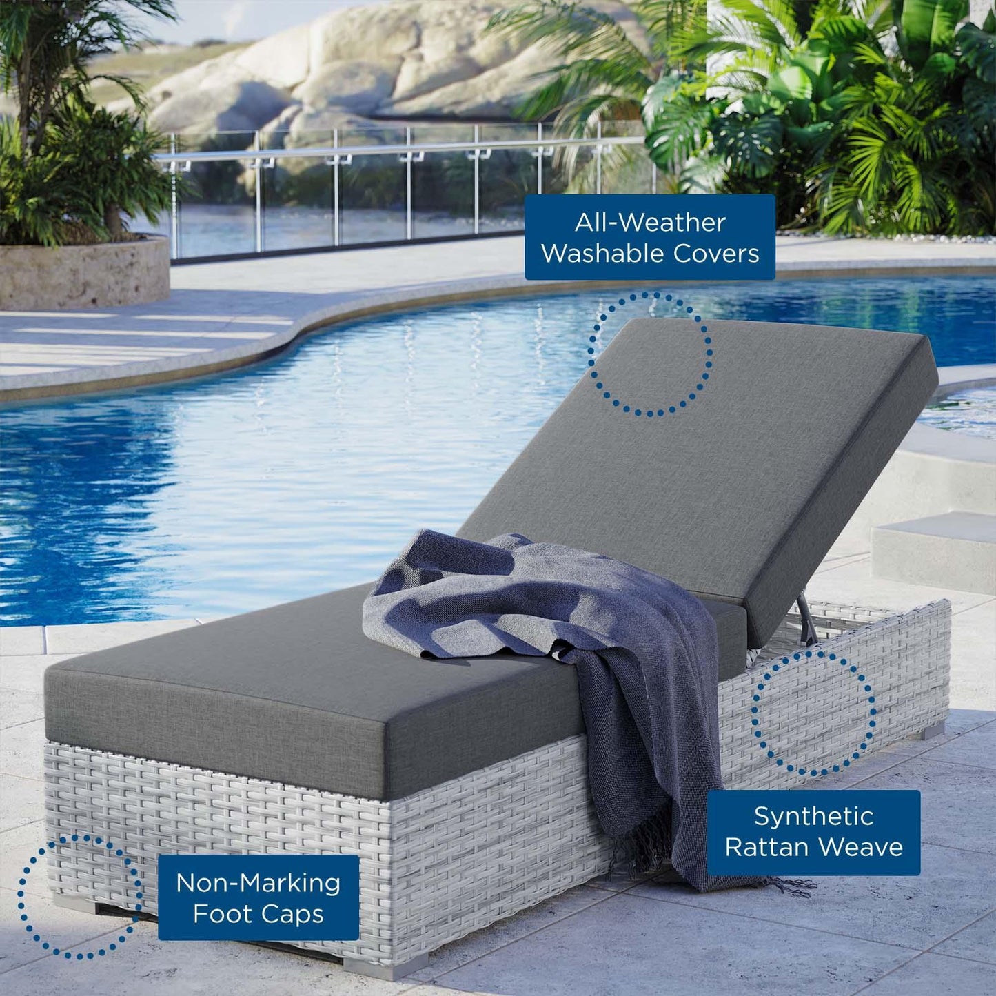 Modway Convene Outdoor Patio Chaise, EEI-4307 FredCo