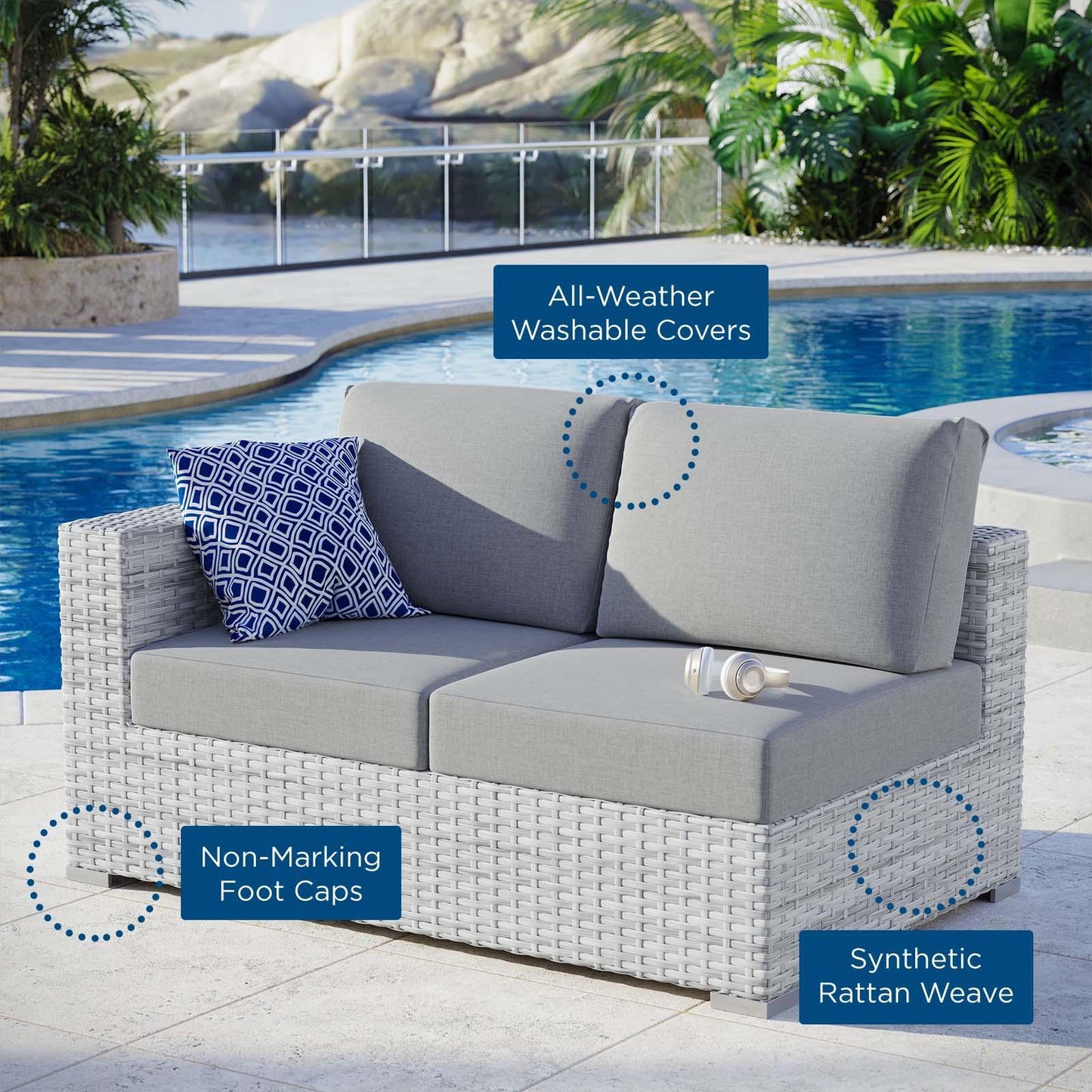 Modway Convene Outdoor Patio Left-Arm Loveseat, EEI-4303 FredCo