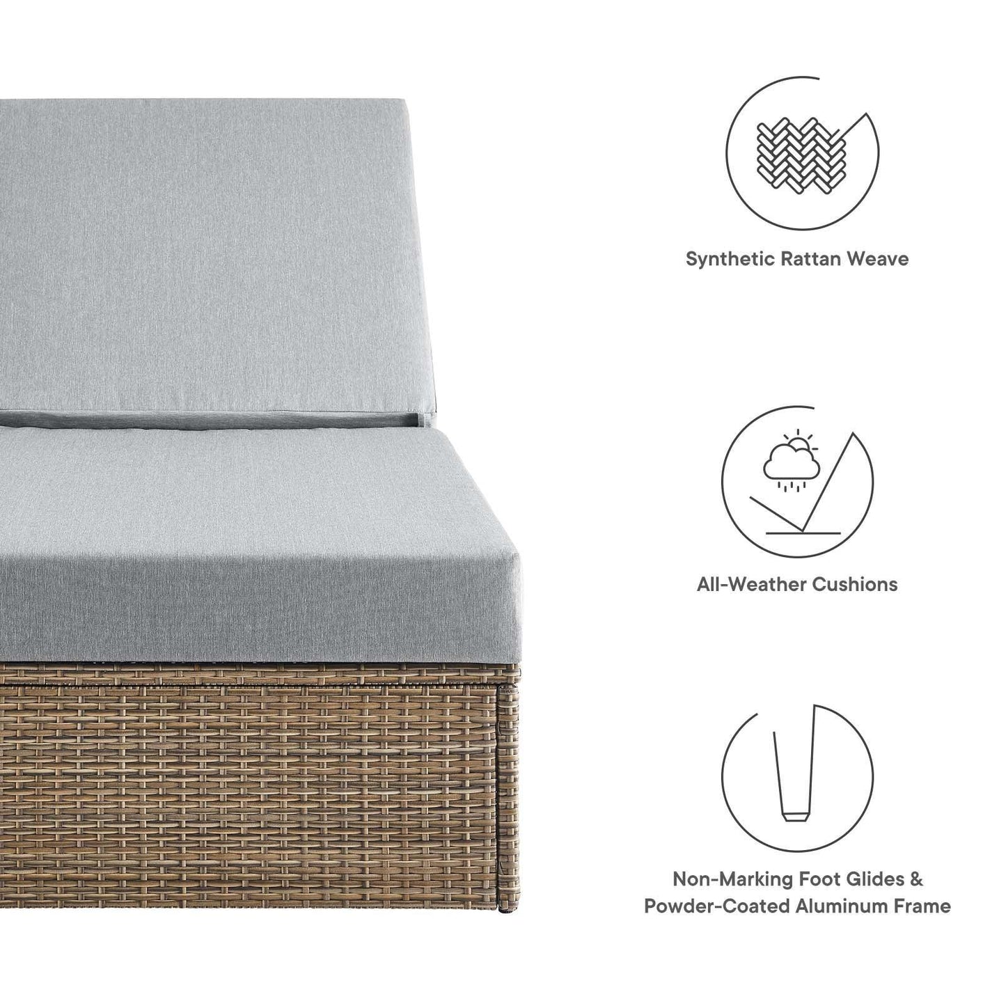 Modway Convene Outdoor Patio Outdoor Patio Chaise Lounge Chair FredCo